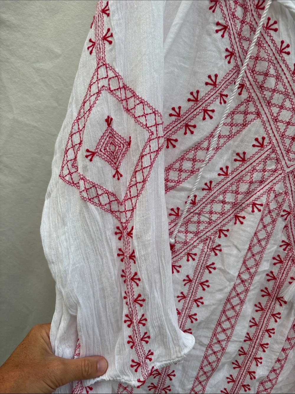 J. Jill White Peasant Tunic with Red Embroidery - Picture 7 of 14